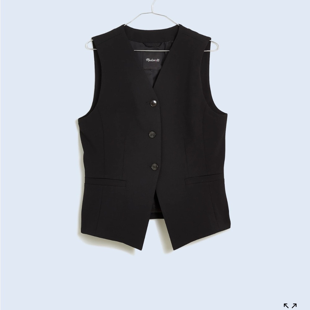 NWT Madewell Cutaway Long Vest in Black size 2